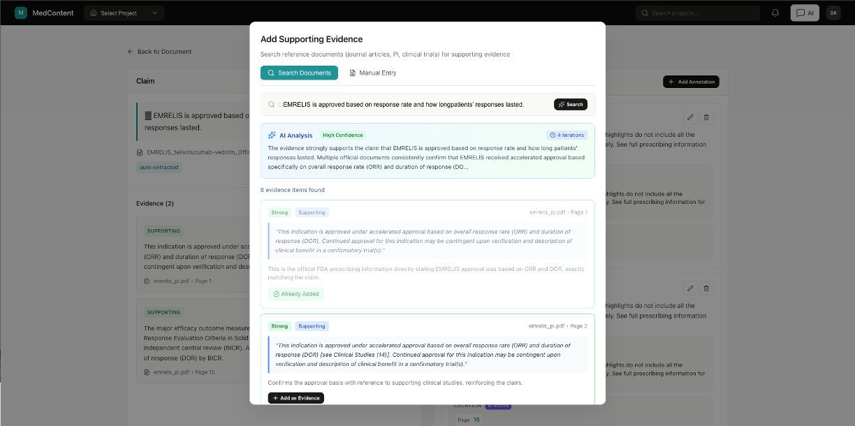 AI-powered evidence search